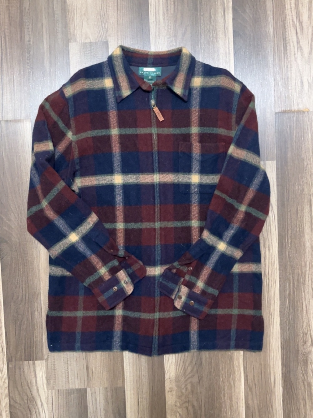 Vintage 90s LAUREN RALPH LAUREN Oxfordshire Lambswool Full Zip Plaid Jacket